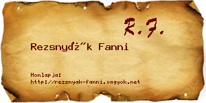 Rezsnyák Fanni névjegykártya